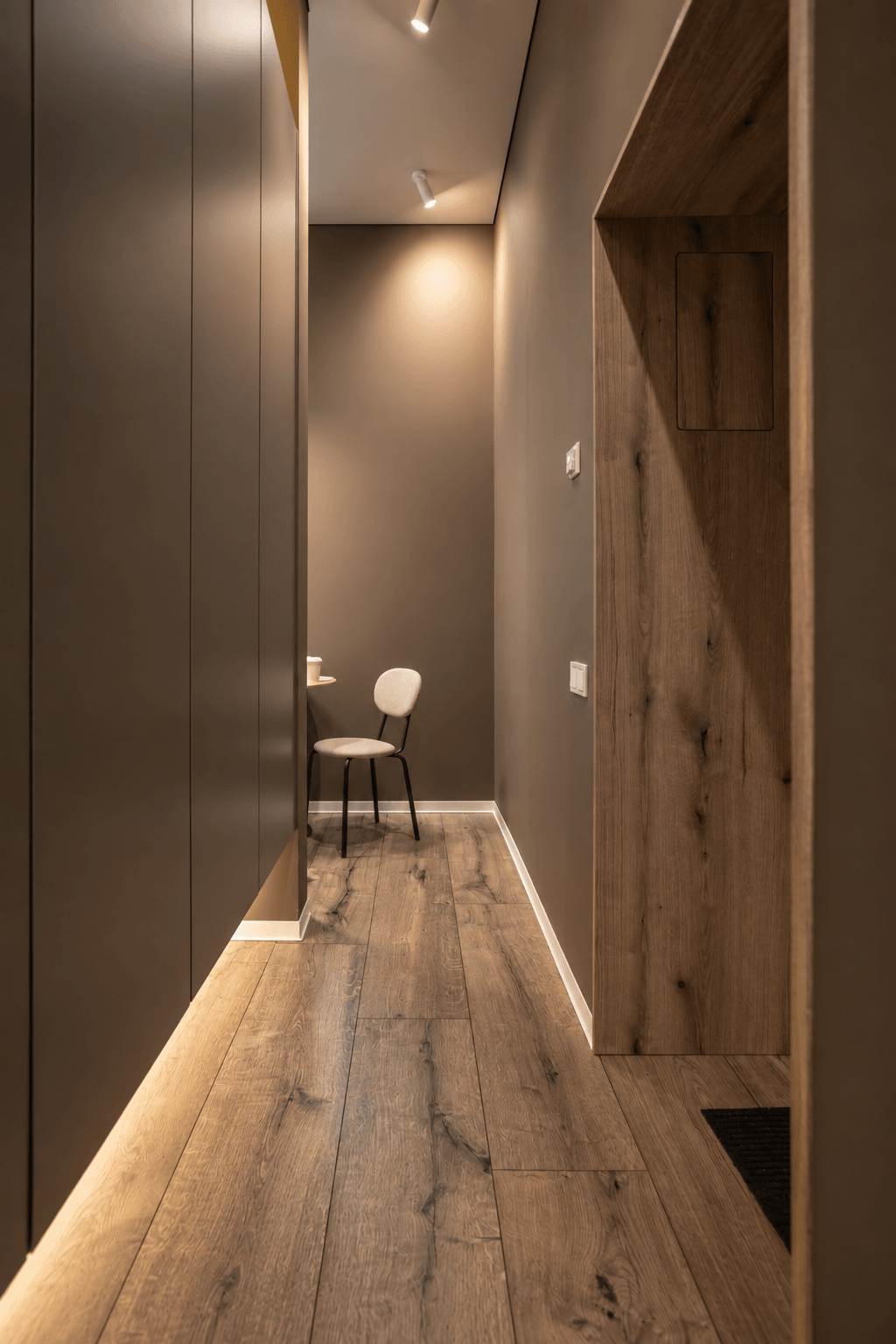 Corridor and concealed storage — Compact apartment / Lviv