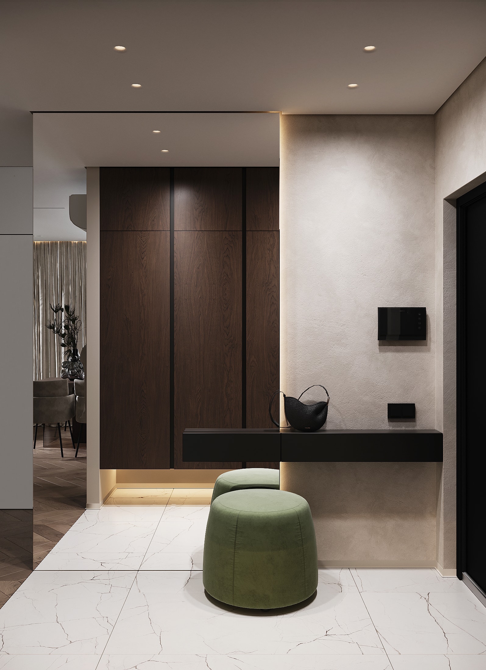 Entrance with a green stool — Residence 37