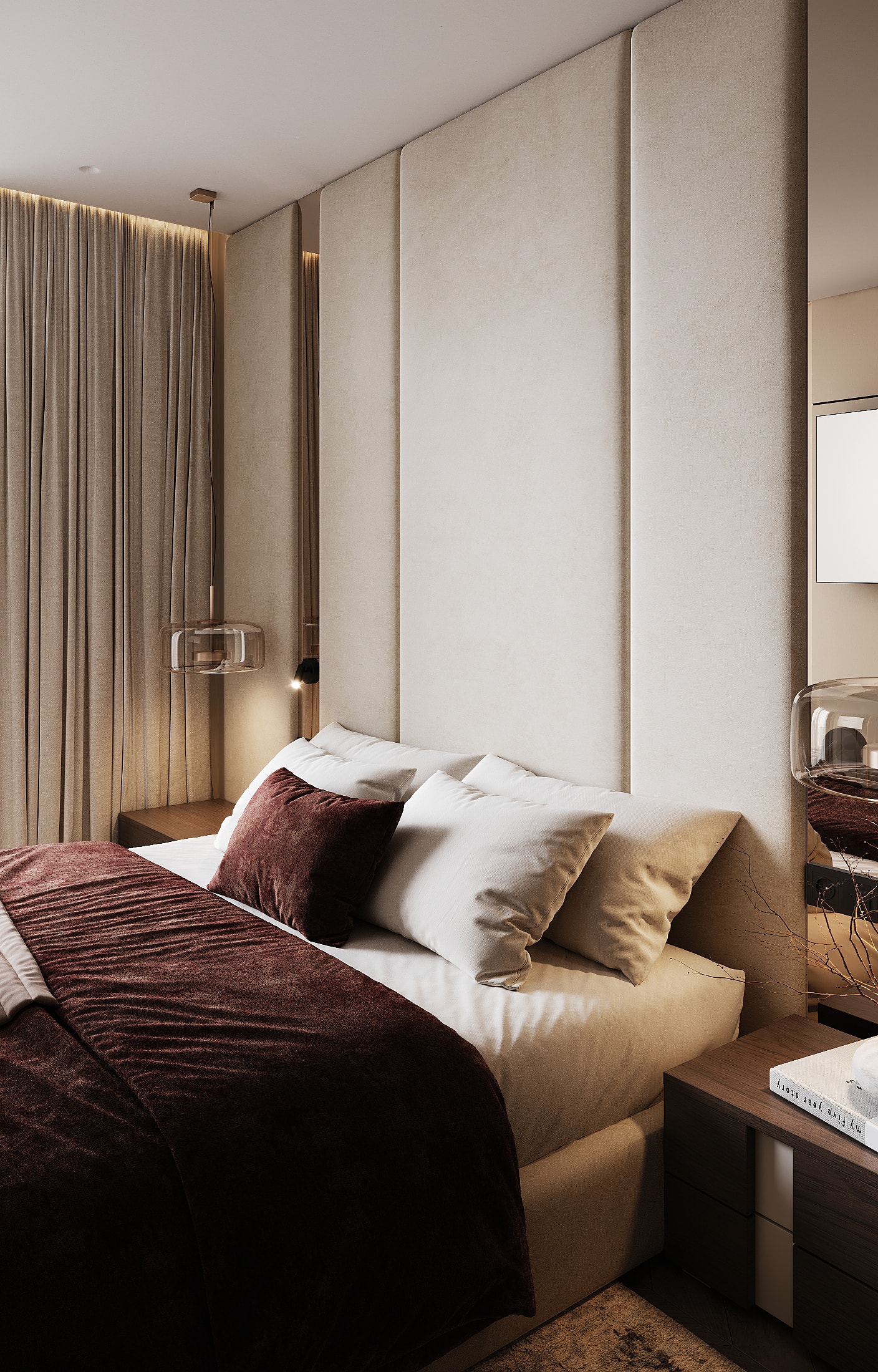 Soft headboard and bedside lighting — Residence 37