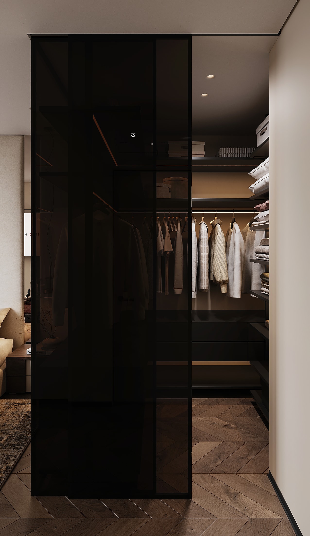 Wardrobe, mirror and dark timber — Residence 37