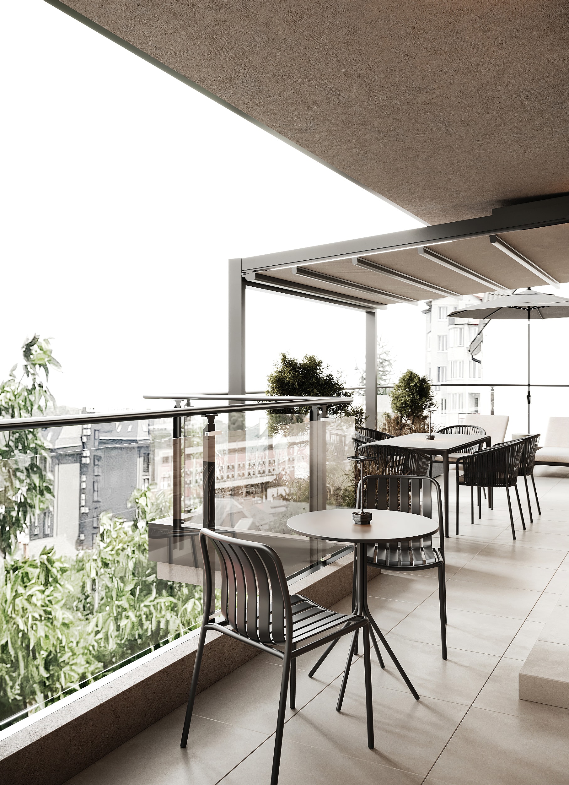 Terrace, dining and balustrade — Residence 37