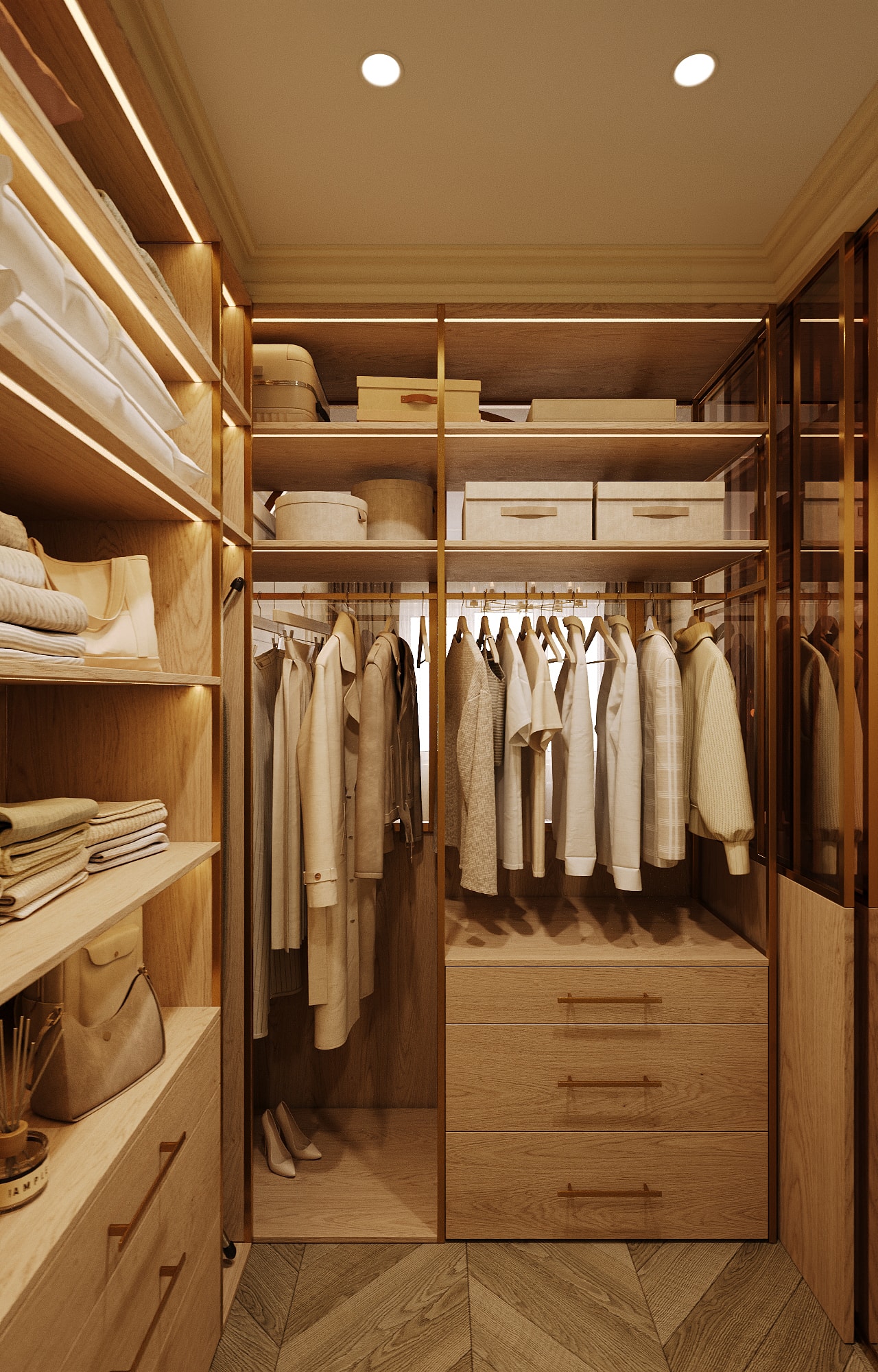 Wardrobe with open compartments — Shukhevycha family residence / Sambir