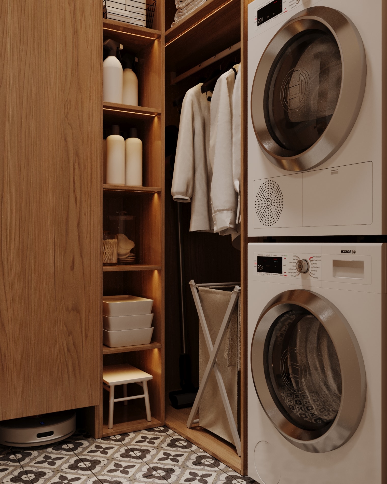 Laundry behind timber fronts — Silent Park