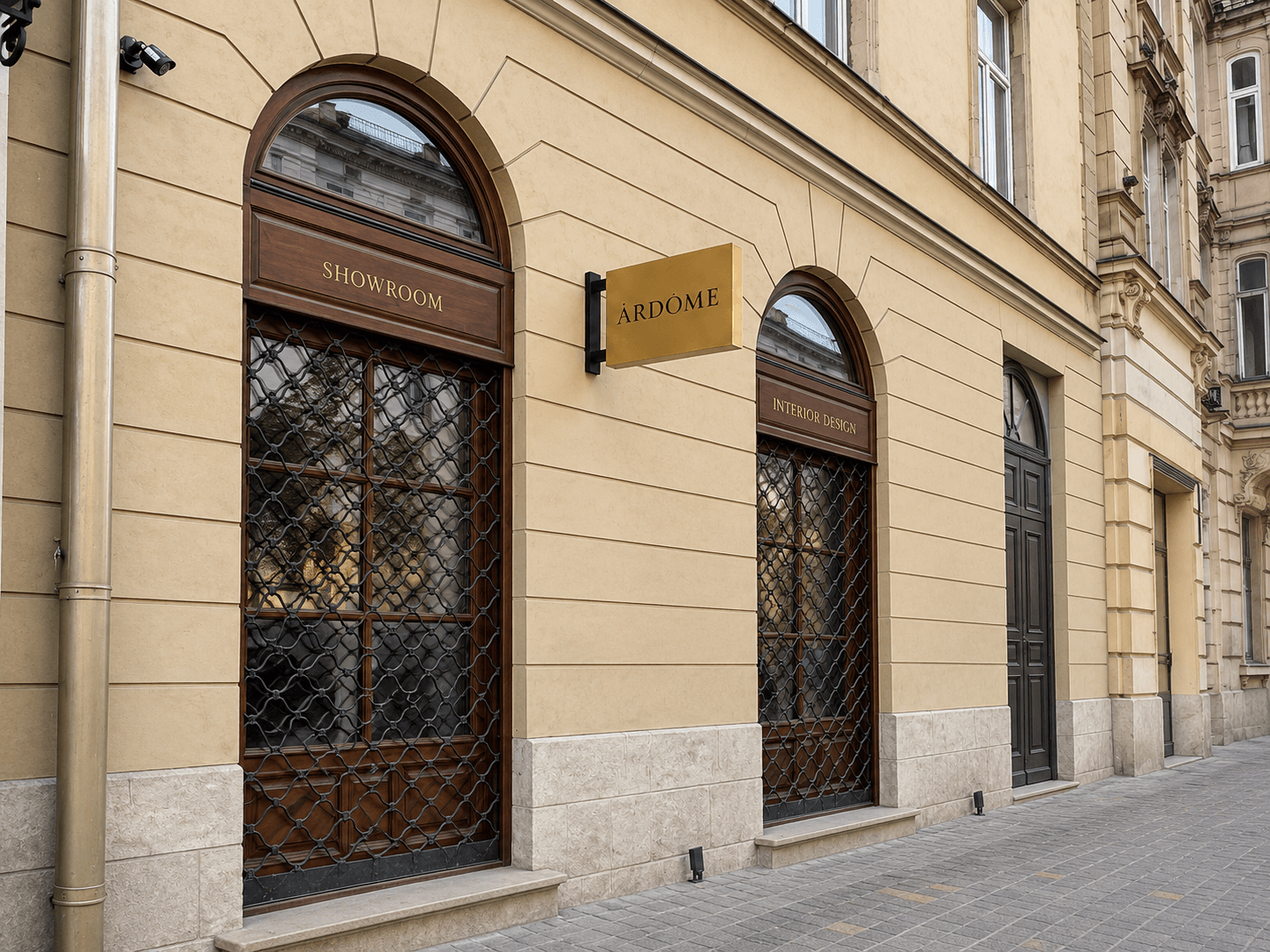 Concept Store facade scene in Lviv’s historic setting